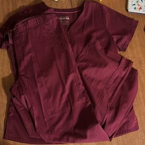 Healing hands burgundy scrubs L
